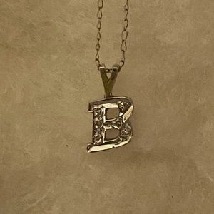 White Gold with Diamonds letter B necklace